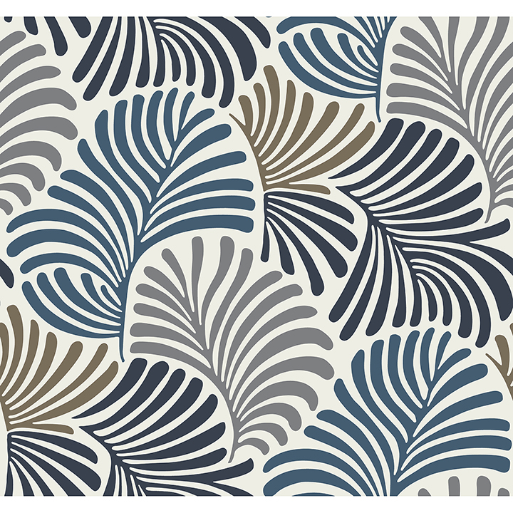 4034-72124 - Trousdale Dark Blue Fanning Flora Wallpaper by Scott ...