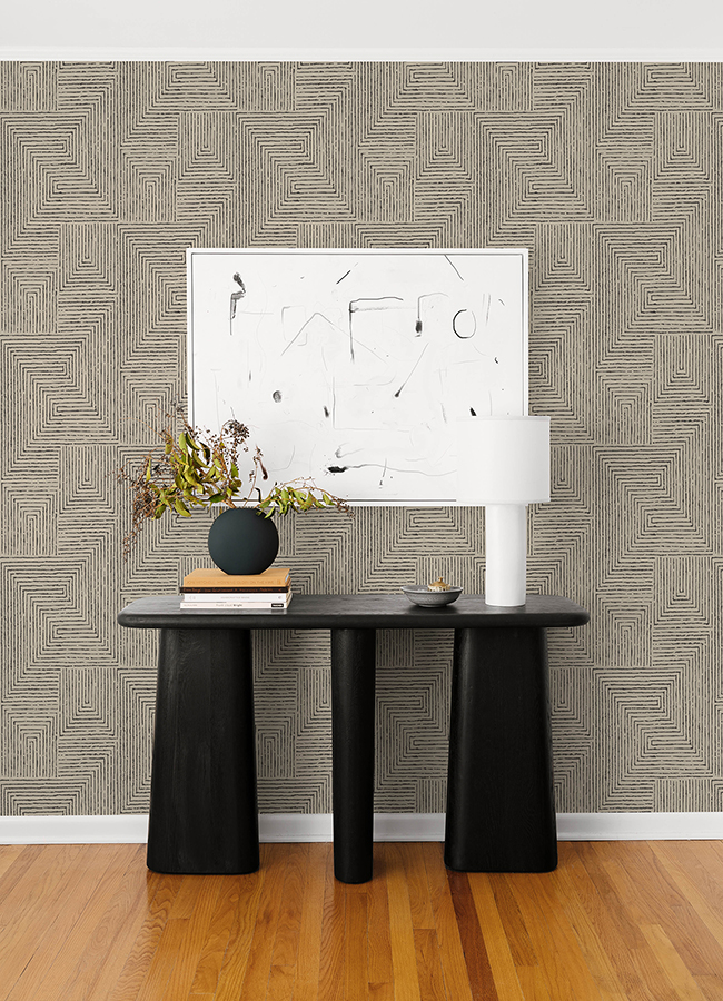 4034-72140 - Mortenson Taupe Geometric Wallpaper by Scott Living - by A ...