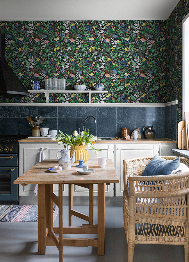 4143-22006 - Brittsommar Black Woodland Floral Wallpaper - by A-Street ...