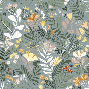 Picture of Brittsommar Slate Woodland Floral Wallpaper