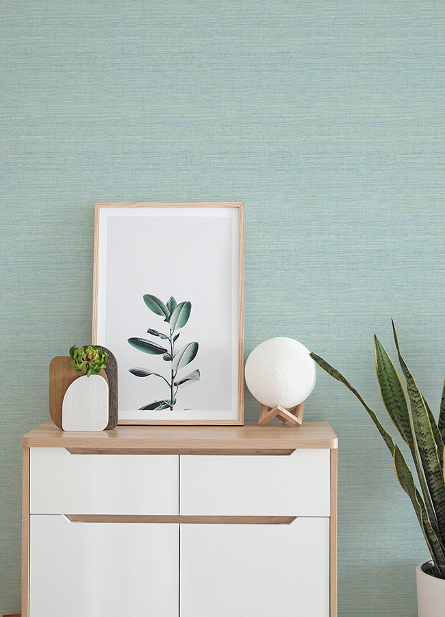 414324282 Agave Aqua Faux Grasscloth Wallpaper by AStreet Prints