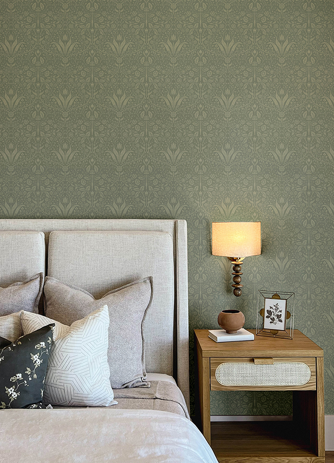 4143-34009 - Mara Green Tulip Ogee Wallpaper - by A-Street Prints