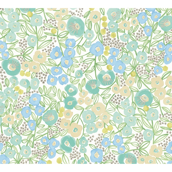 Picture of Flora Teal Garden Wallpaper