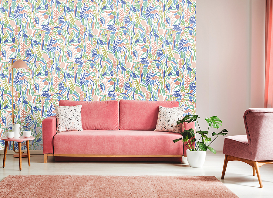 GHS50145W - Verdure Pastel Painted Botanical Wallpaper - by ohpopsi