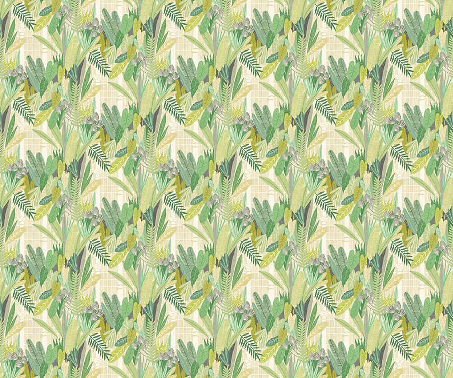 GHS50154W - Glasshouse Green Tropical Damask Wallpaper - by ohpopsi