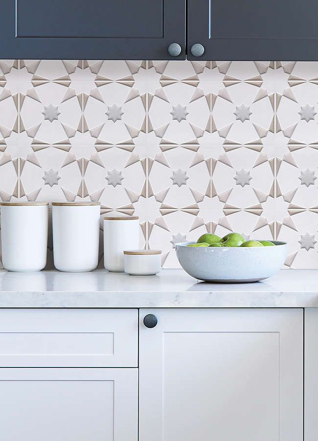 ARB4265 Neutral Vega Peel & Stick Embossed Tile Backsplash by InHome