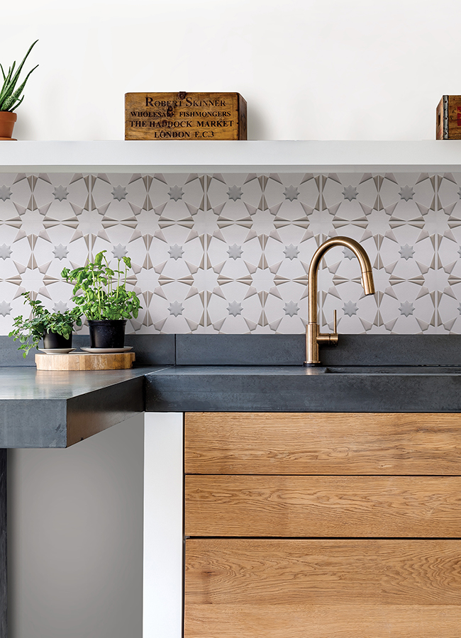 ARB4265 Neutral Vega Peel & Stick Embossed Tile Backsplash by InHome