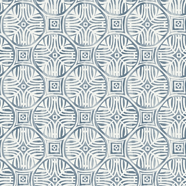 Picture of Sandee Navy Medallion Wallpaper