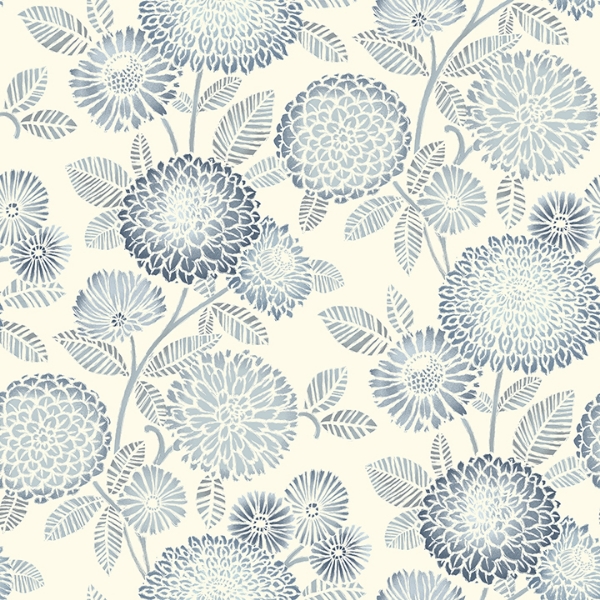Picture of Zalipie Blue Floral Trail Wallpaper