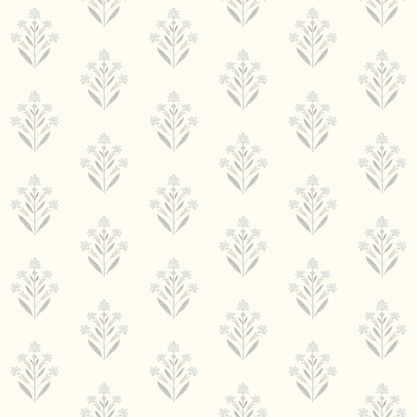 Picture of Kova Light Blue Floral Crest Wallpaper