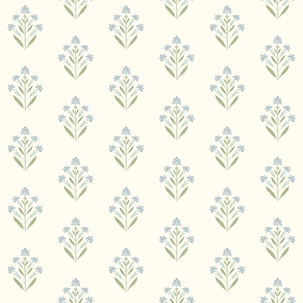 Picture of Kova Aquamarine Floral Crest Wallpaper