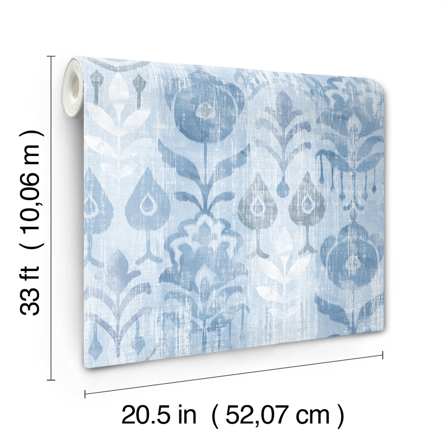 4122-27013 - Pavord Blue Floral Shibori Wallpaper - by A-Street Prints