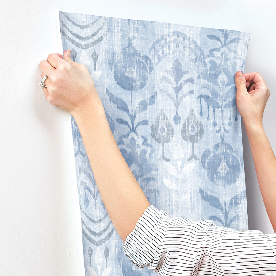 4122-27013 - Pavord Blue Floral Shibori Wallpaper - by A-Street Prints