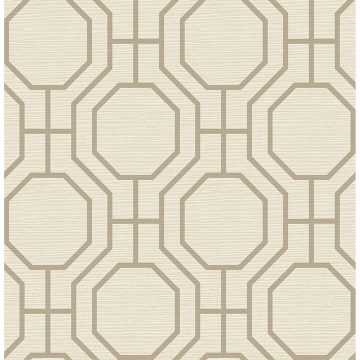 Picture of Manor Taupe Geometric Trellis Wallpaper
