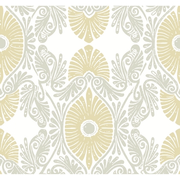 Picture of Villa Light Yellow Embellished Ogee Wallpaper