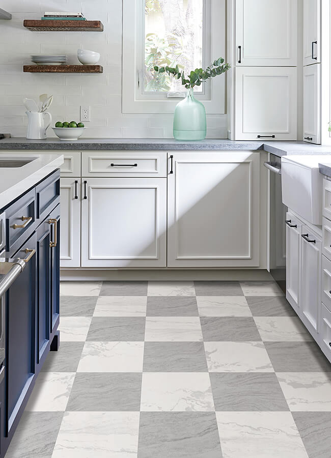 thumbnail image 2 of Jamila Grey Peel & Stick Floor Tiles - 12x12 Inch Mosaic Pattern FloorPops FP6300 2 of 14