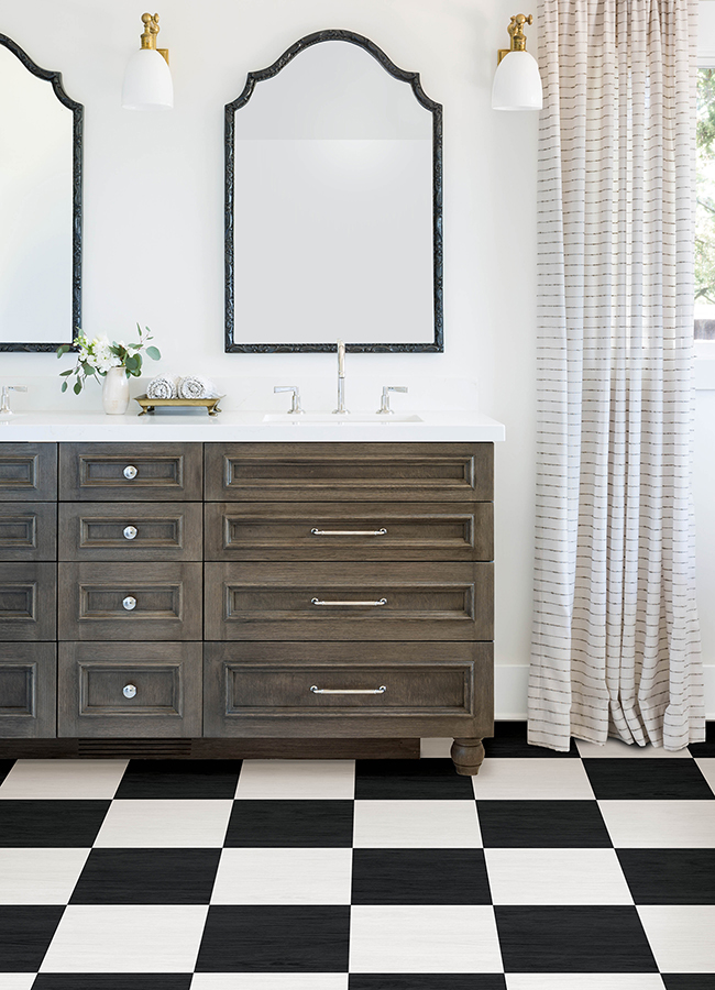 FP5059 Lawrence Black Peel and Stick Floor Tiles by FloorPops