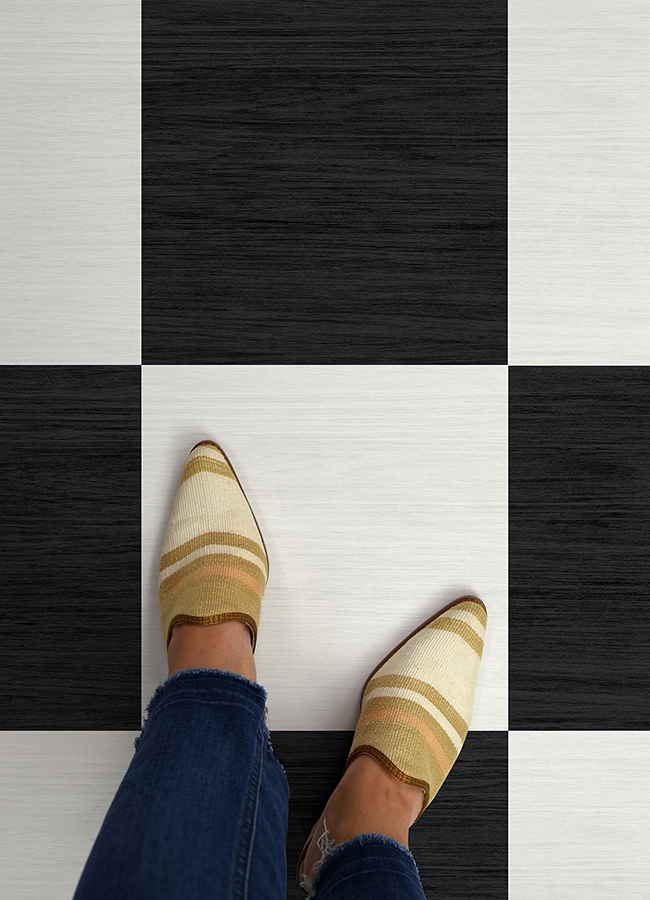 FP5059 Lawrence Black Peel and Stick Floor Tiles by FloorPops