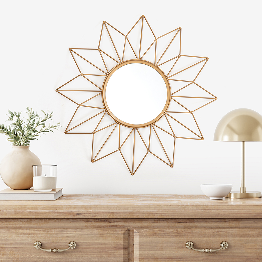 MR1747W Narci Gold Floral Wall Mirror by Habitat