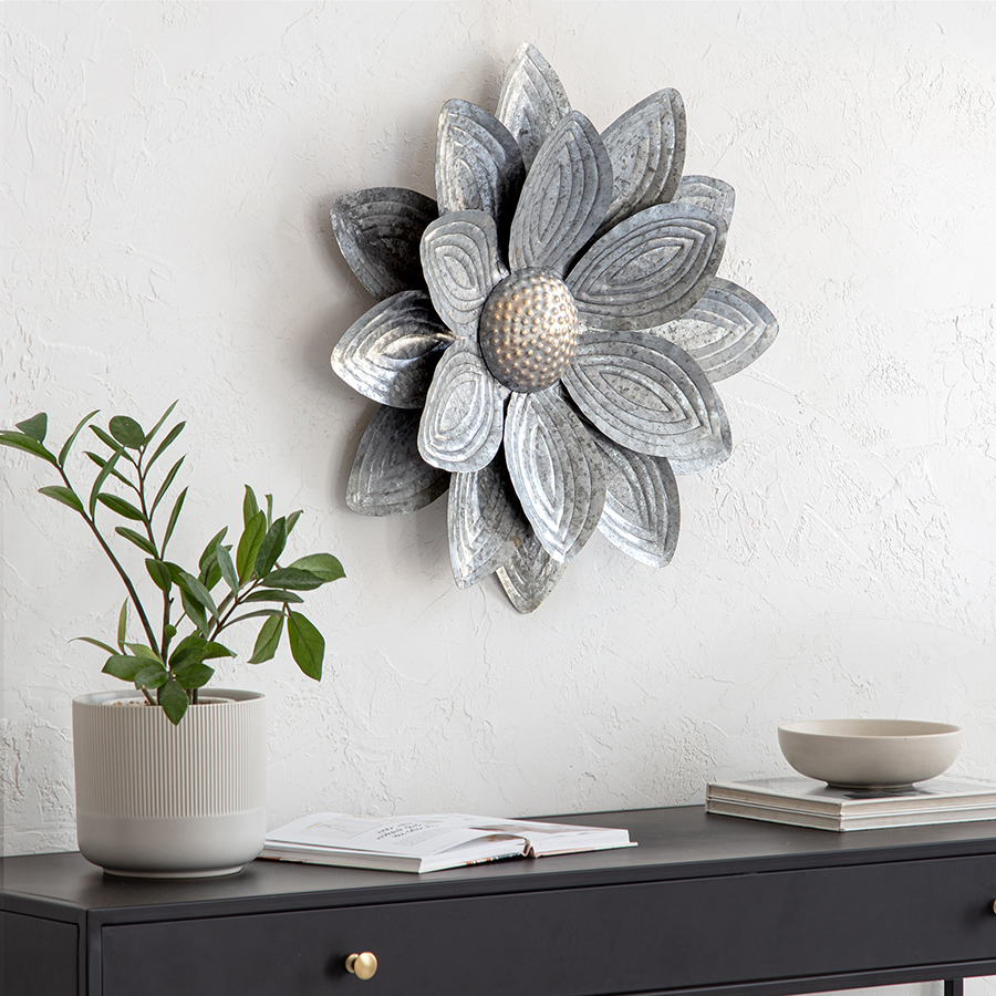 WA1744W - Shasta Silver Floral Metal Wall Art - by Habitat