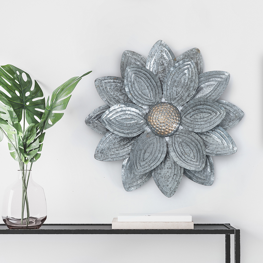 WA1744W - Shasta Silver Floral Metal Wall Art - by Habitat