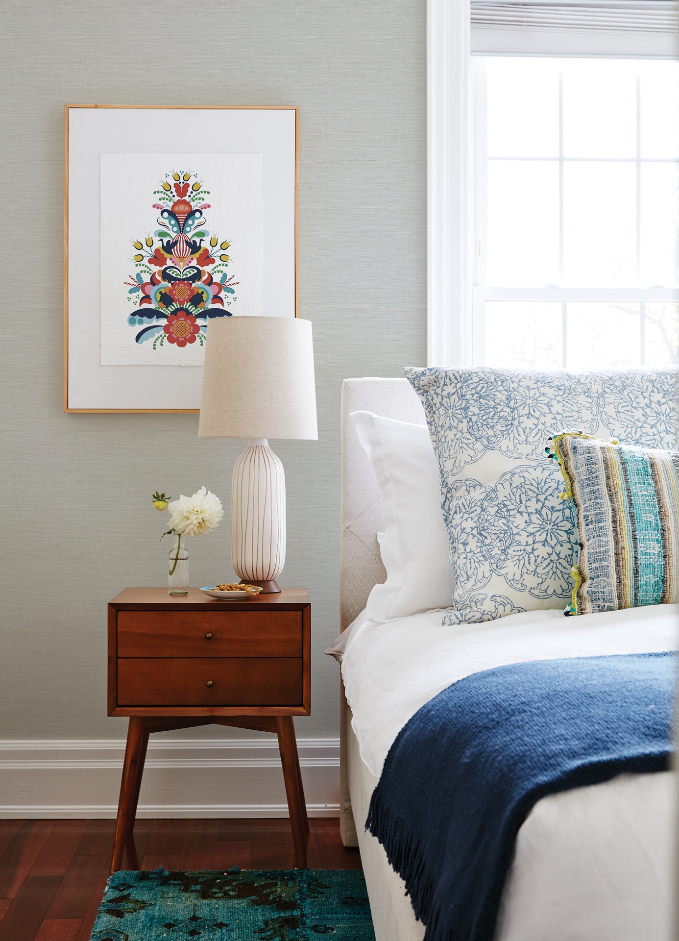 415724278 Agave Light Blue Faux Grasscloth Wallpaper by Advantage