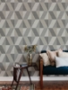 Picture of Winslow Stone Geometric Faux Grasscloth Wallpaper