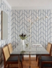 Picture of Harlow Indigo Curved Contours Wallpaper