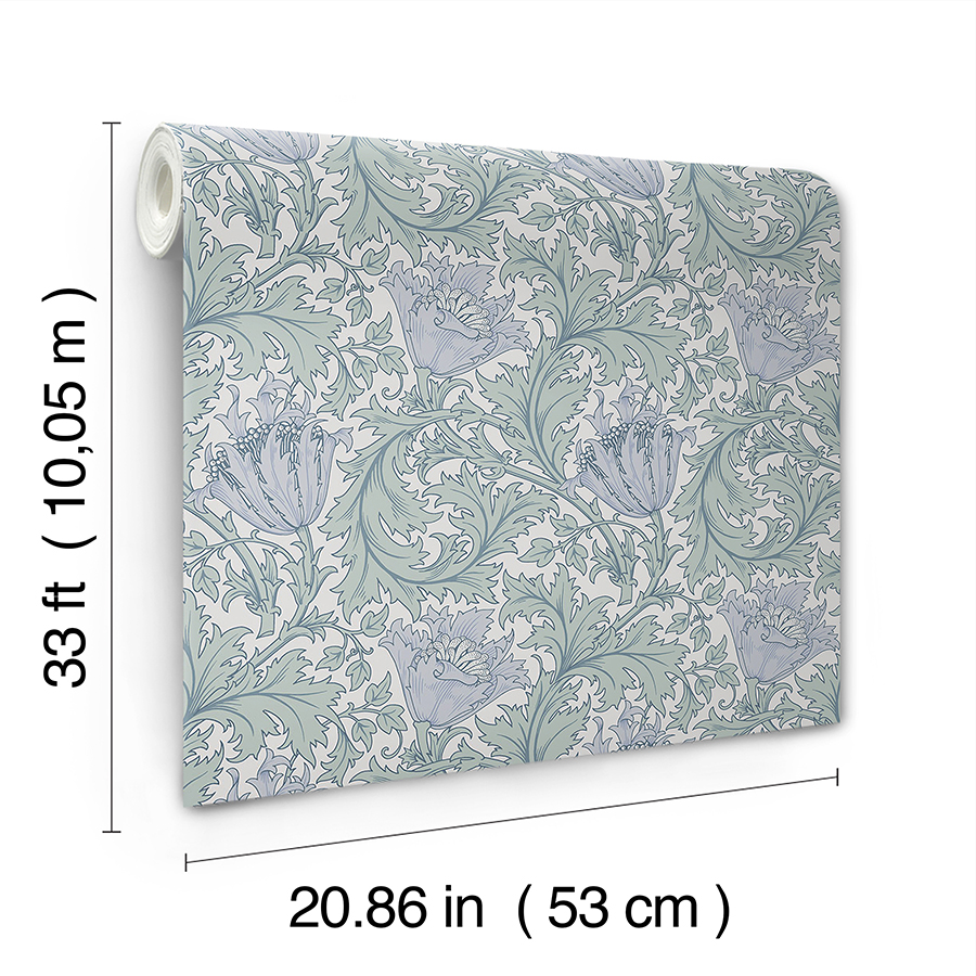 4153-82003 - Anemone Blue Floral Trail Wallpaper - by A-Street Prints