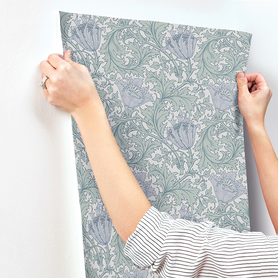 4153-82003 - Anemone Blue Floral Trail Wallpaper - by A-Street Prints