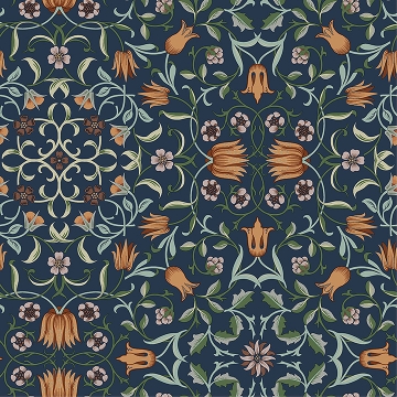 Picture of No 1 Holland Park Dark Blue Floral Wallpaper