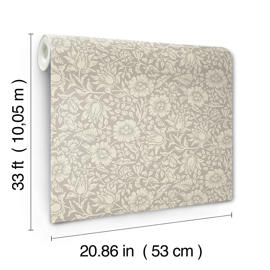 4153-82038 - Mallow Grey Floral Vine Wallpaper - by A-Street Prints