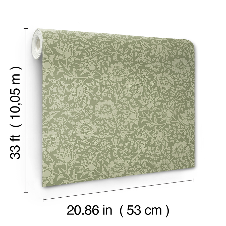 4153-82041 - Mallow Green Floral Vine Wallpaper - by A-Street Prints