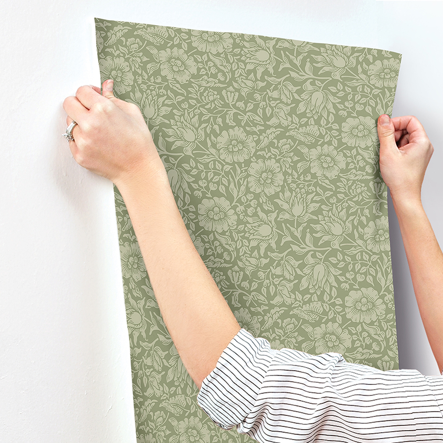 4153-82041 - Mallow Green Floral Vine Wallpaper - by A-Street Prints