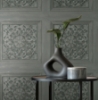 Picture of Albie Dark Grey Carved Panel Wallpaper