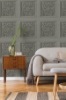 Picture of Albie Dark Grey Carved Panel Wallpaper