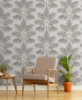 Picture of Bali Light Grey Palm Wallpaper