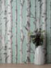 Picture of Chester Aqua Birch Trees Wallpaper