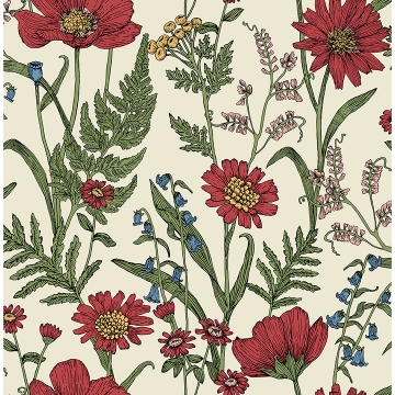 Picture of Arden Red Wild Meadow Wallpaper