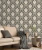 Picture of Florentine Charcoal Damask Wallpaper
