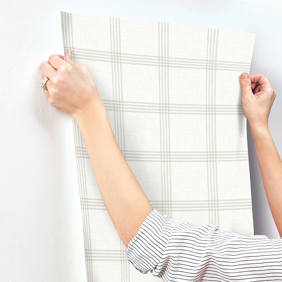 413426994 Twain Light Grey Plaid Wallpaper by Chesapeake