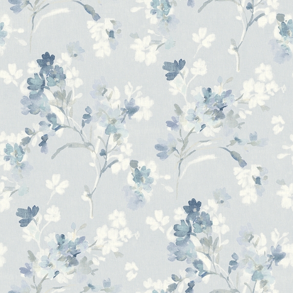 Picture of Azalea Light Blue Floral Branches Wallpaper