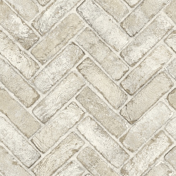 Picture of Canelle Taupe Brick Herringbone Wallpaper