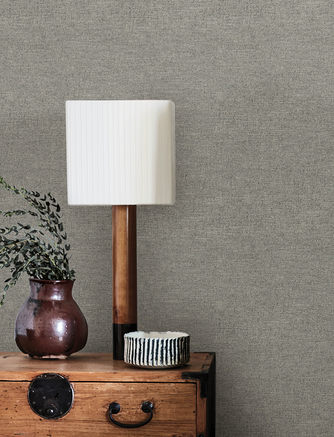 4134-72556 - Chambray Grey Fabric Weave Wallpaper - by Chesapeake