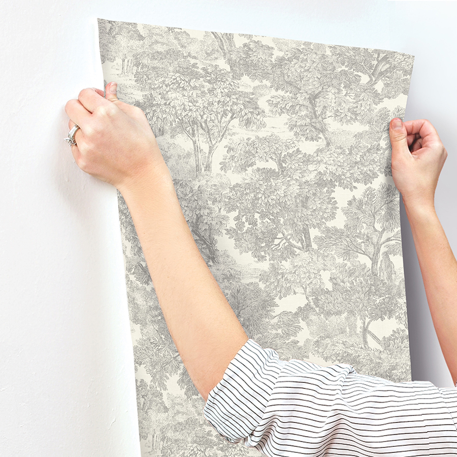 4134-72560 - Spinney Grey Toile Wallpaper - by Chesapeake