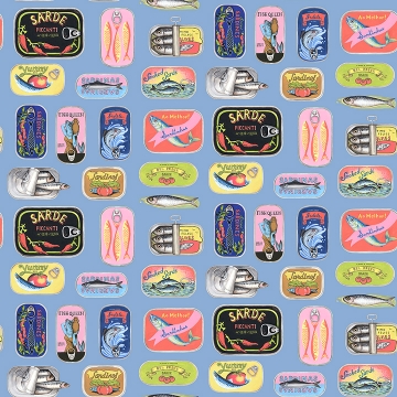 Picture of Blue Sardine Tins Peel and Stick Wallpaper