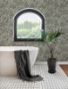 Picture of Rhythmic Charcoal Leaf Wallpaper
