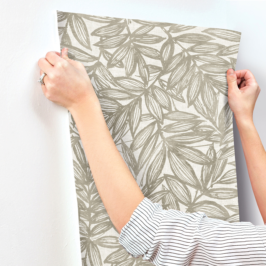 4146-27233 - Rhythmic Taupe Leaf Wallpaper - by A-Street Prints