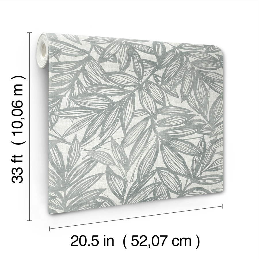 4146-27234 - Rhythmic Grey Leaf Wallpaper - by A-Street Prints