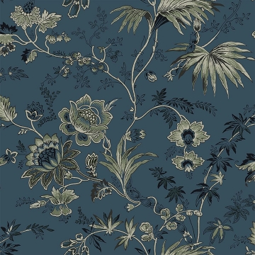 Picture of Juliet Blue Decorative Jacobean Wallpaper